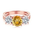 thumbnail image 2 of Gem Stone King 18K Rose Gold Plated Silver Yellow Citrine and Lab Grown Diamond Engagement Ring for Women | 2.30 Cttw | Round 7MM | Gemstone November Birthstone | Size 7, 2 of 4
