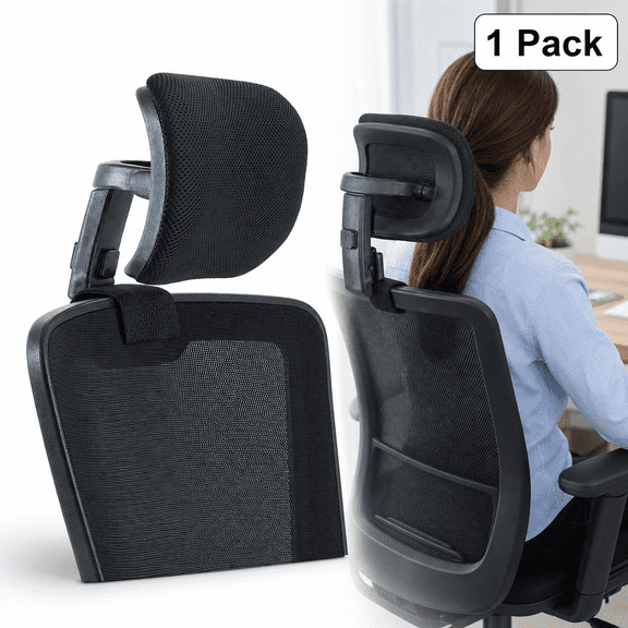 Adjustable Clamp-On Chair Headrest, Breathable Mesh Neck Support, Height & Angle Adjustable Add-On Pillow for Office & Gaming Chairs