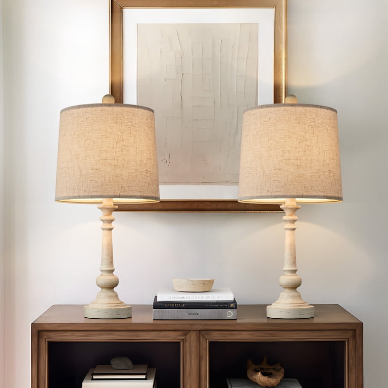 Oneach 20.25" Farmhouse Table Lamp Set of 2, Beige photo 2