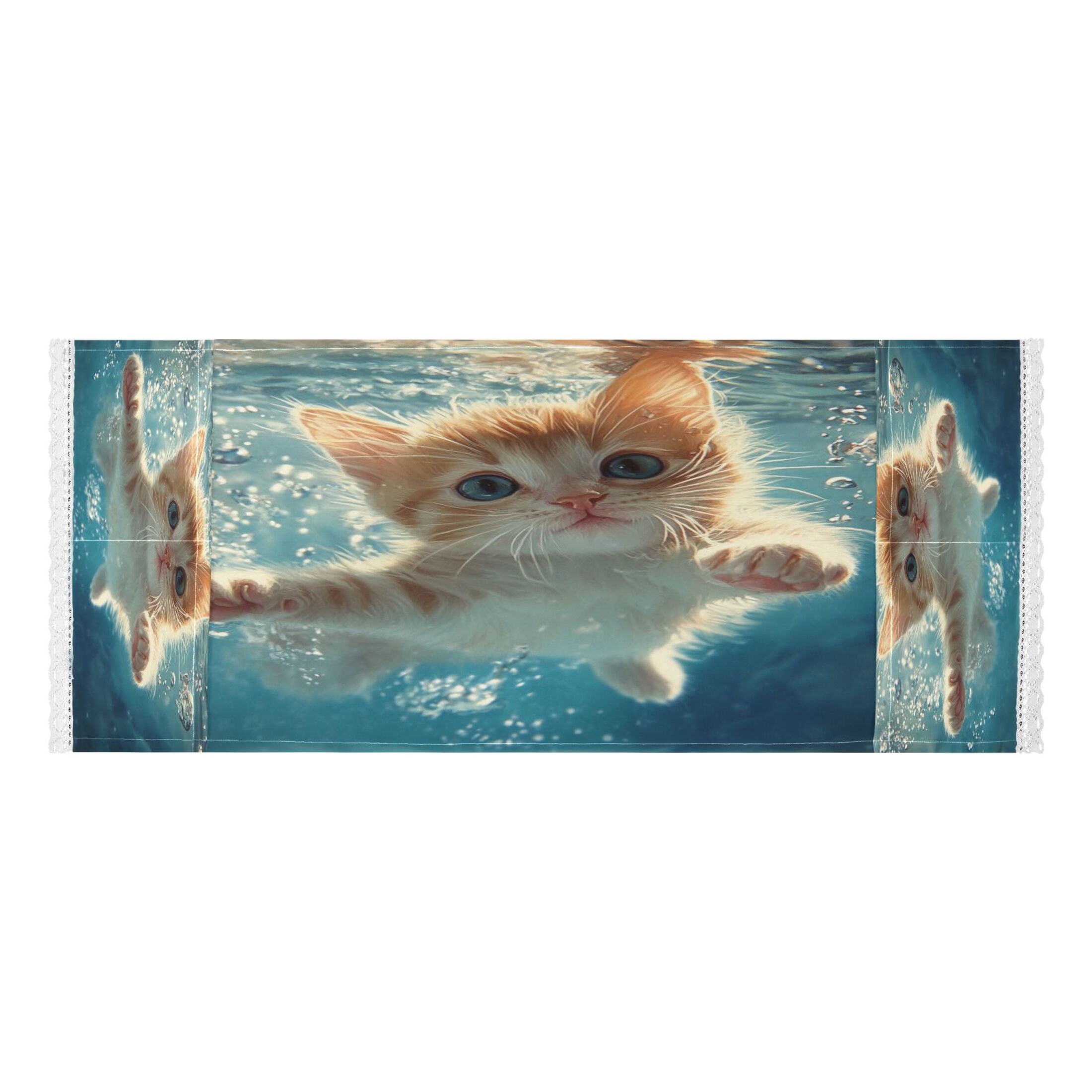 Cute Kitten Swim UnderwaterWasher and Dryer Covers Dust-Proof and Oil Resistant Fridge Cover with 4 Storage Pockets Washing Machine Top Cover for Laundry Kitchen Home 51.2 x 22 In