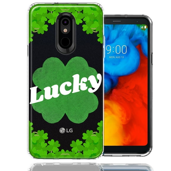 MUNDAZE for LG Aristo 4/Escape PLUS/Tribute Royal Lucky St Patrick's Day Shamrock Green Clovers Double Layer Phone Case Cover