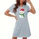 thumbnail image 1 of Camisón corto navideño para mujer, talla grande, cuello redondo, manga corta, estampado en el pecho, vestido de noche para mujer, 1 of 3