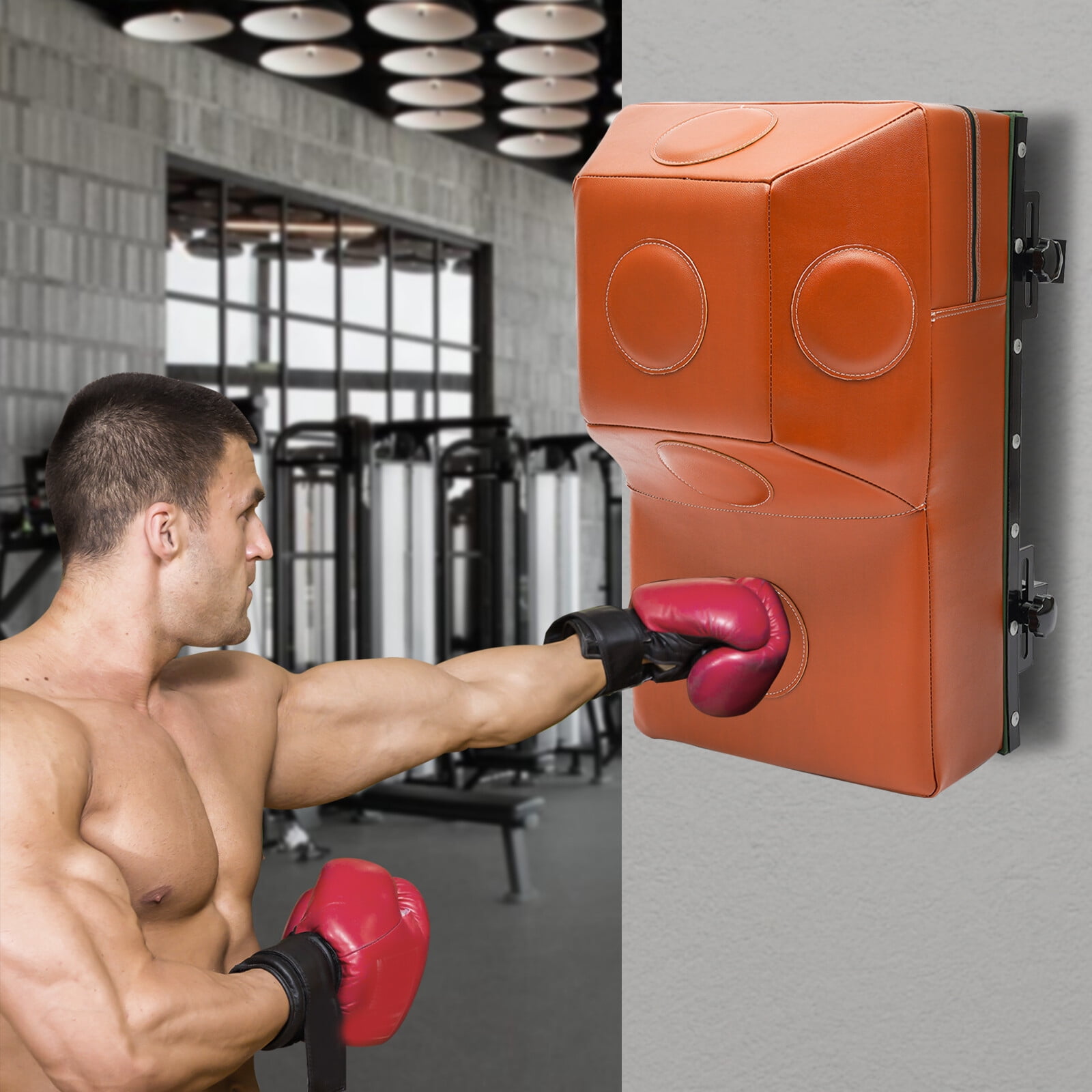 Modern Wall Mounted Design Uppercut Heavy Bag Square Boxing Training Punching Target Height Adjustment Range 7.87inch 15.75*11.81*27.58 inch for Home, Gym