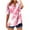 A-Pink, variant on ZQUUVOU Women's T-Shirt V-Neck Short Sleeved Printed Button Loose T-Shirt A-Pink (2XL)