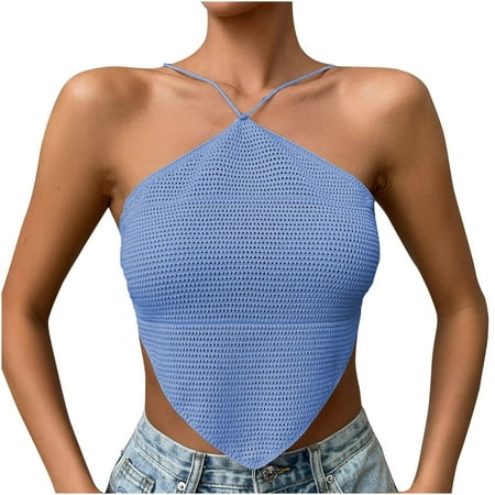 

pbnbp Crop Top Tanks for Women Casual Solid Ribbed Knit Sleeveless Strappy Basic Stretch Bustier Slim Fitted Workout Crop Cami Tops