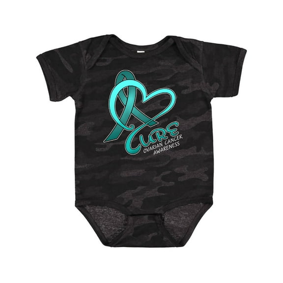 Inktastic Cure- Ovarian Cancer Awareness teal ribbon Boys or Girls Baby Bodysuit