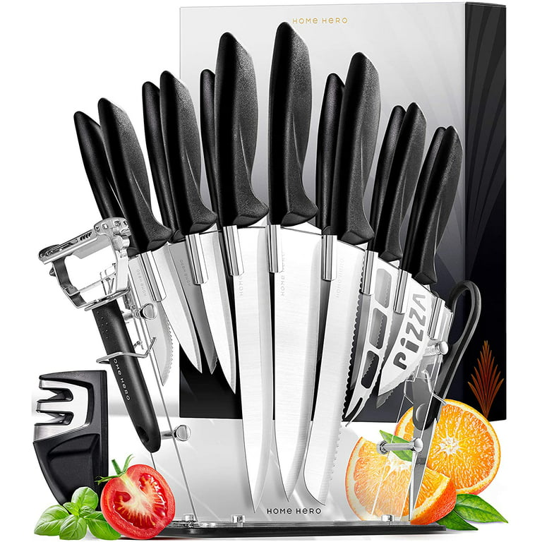 Home Hero Kitchen Knife Set - 17 piece Chef Knife Set with Stainless Steel Knives  Set for Kitchen with Accessories, Scove