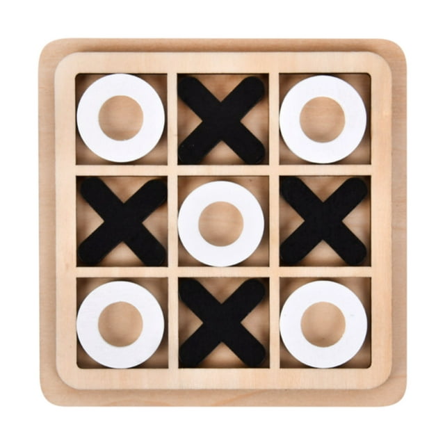 C Wooden Tic Tac Toe Game Board Educational Puzzle Toy For Kids Classic Xo Strategy Game Parent-Child Interactive Tabletop Game Size 5.51X5.51 Inches