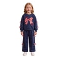 thumbnail image 2 of Angala 2 Piece Outfits For Girls Crew Neck Long Sleeve Bowknot Print Sweatshirt With Sweatpants Set Girls Autumn Daily Wear Clothes, 2 of 4