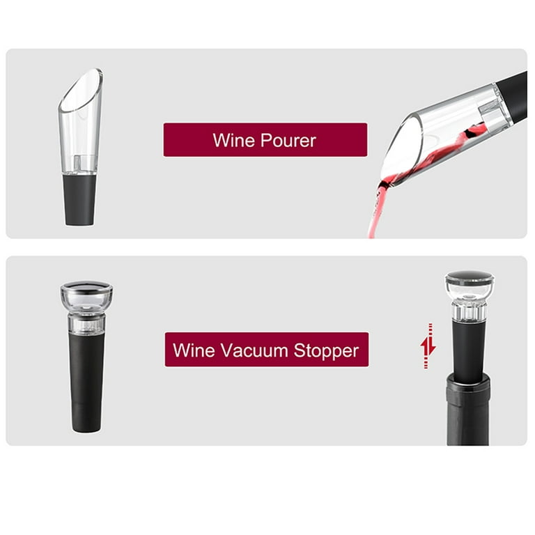 Wine Bottle Opener, BTMWAY 4 in 1 Electric Wine Bottle Opener Rechargeable,  Stainless Steel Electric Corkscrew Set, Wine Bottle Openers Set w/ Pourer,  Foil Cutter, Stopper, Type-C Charging Cable, R950 