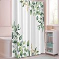 thumbnail image 5 of Shower Curtain Spring Eucalyptus Leaves Shower Curtains for Bathroom Decor, Waterproof Polyester Shower Curtain Set with Hooks, Extra Long 72" x 78" Green Leaf White, 5 of 9