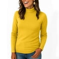 thumbnail image 5 of Turtleneck Sweaters for Women Long Sleeve Knitted Pullover Tops Casual Soft Slim Fit Lightweight 2025 Basic Outfits Yellow L, 5 of 6