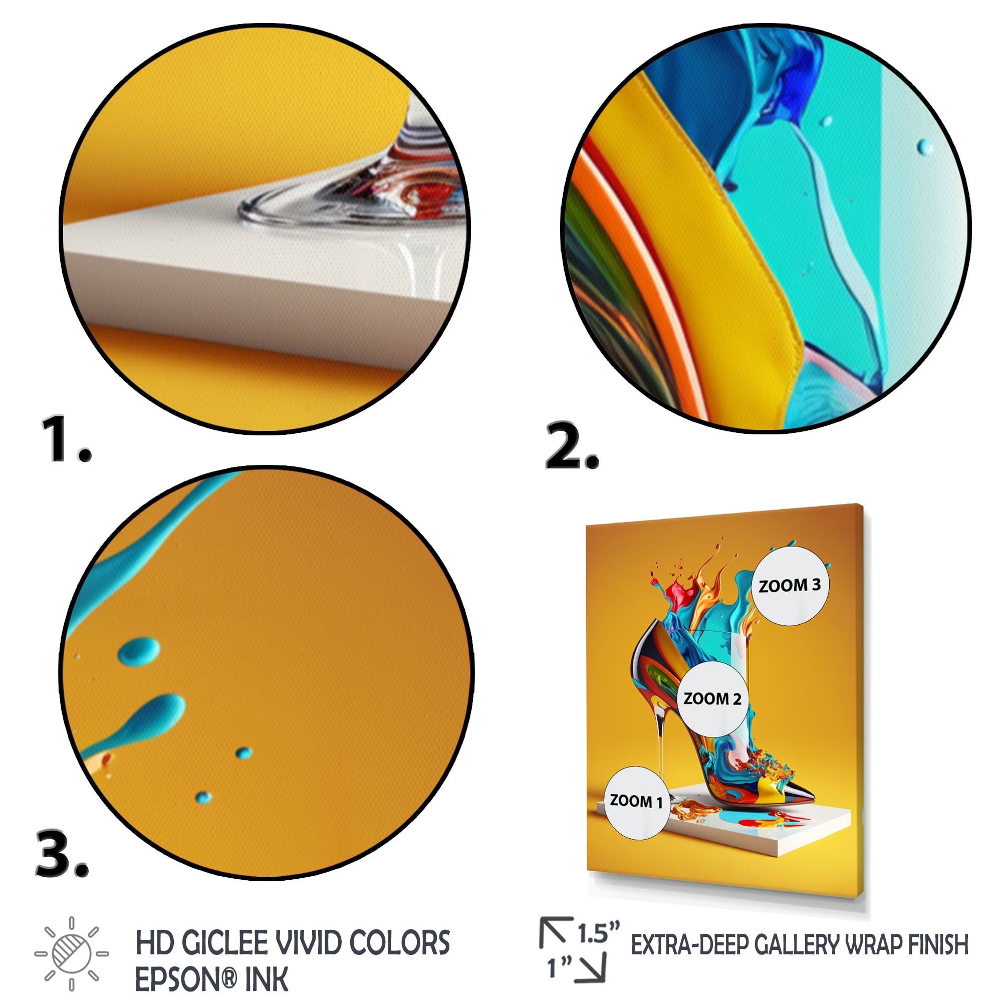Designart Multicolor Glass High Heel Shoe I Canvas Wall Art
