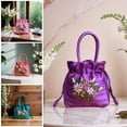 thumbnail image 2 of Ethnic * Flower Handmade Embroidery Canvas Tote Bag Satin Handbag Storager, 2 of 8