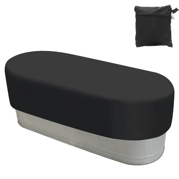 Cubiertas de tanque ovalado Uxcell a prueba de agua y polvo 420D Oxford, cubierta protectora para SPA y piscina, negra de 4 pies