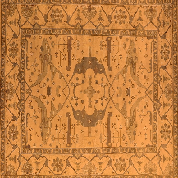 Ahgly Company Indoor Square Oriental Orange Industrial Area Rugs, 5' Square