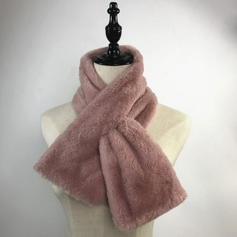 Women's Real Rabbit Fur Scarf Warm Knitted Scarves Collar Wrap Stole Neck  Warmer