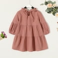 thumbnail image 3 of Happy Town Toddler Baby Girls Dress 6M-4T Fall Winter Long Sleeve Dress Lantern Solid Color Girls Clothes, 3 of 7
