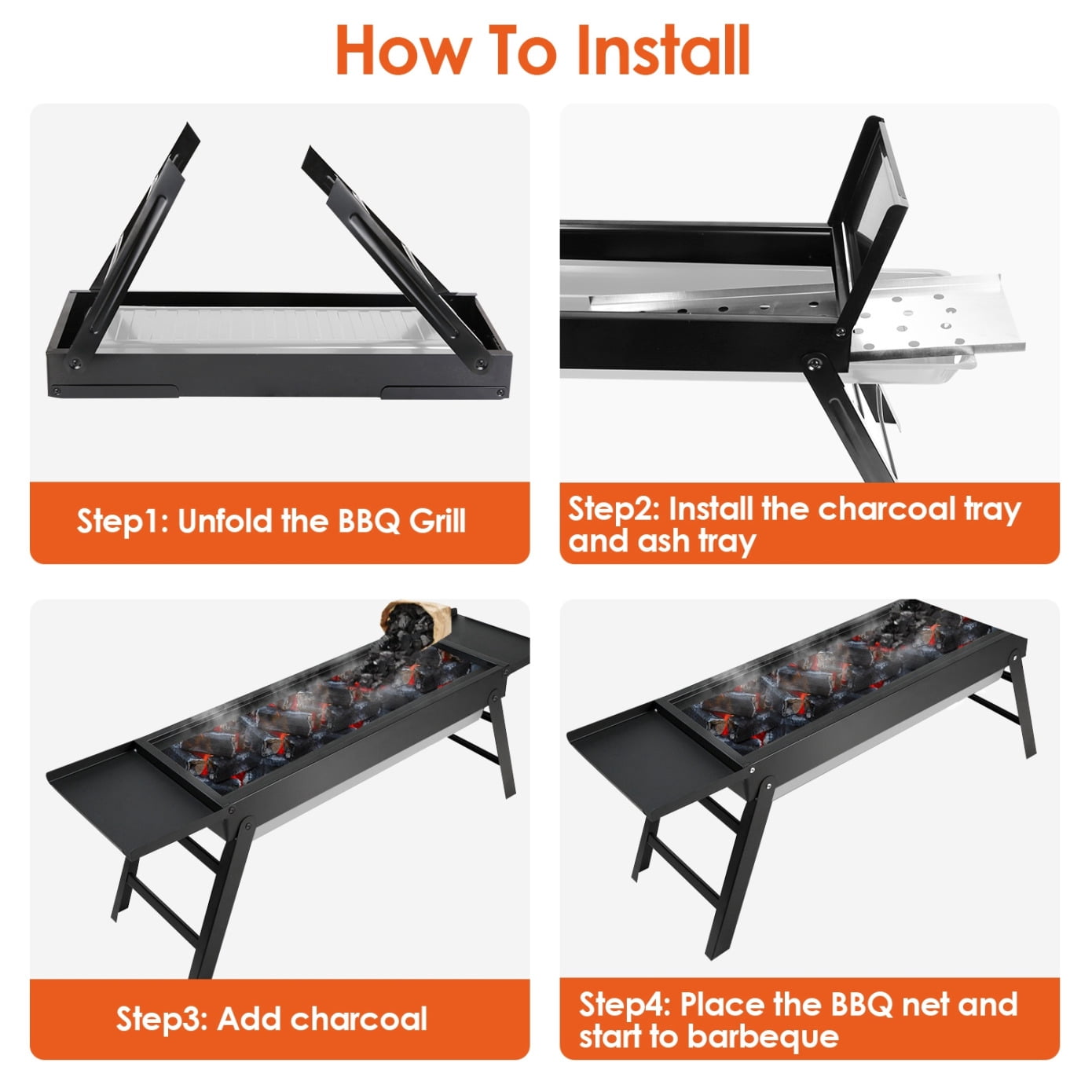 Portable BBQ Griddle, Foldable Kabob Barbecue  for Outdoor Hibachi BBQ Lamb Skewer Camping Barbecue Grill in Garden Backyard Party Picnic Travel