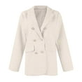thumbnail image 4 of Women's Elegant Double-Breasted Blazer Jacket Casual Long Sleeve Tweed Coat with Pockets Beige, 4 of 4