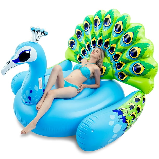 Flotador inflable para piscina JOYIN Peacock Blue para adultos y niños