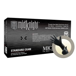 Ansell Microflex MidKnight MK-296 Disposable Nitrile Exam Glove, Black XL, Box of 100
