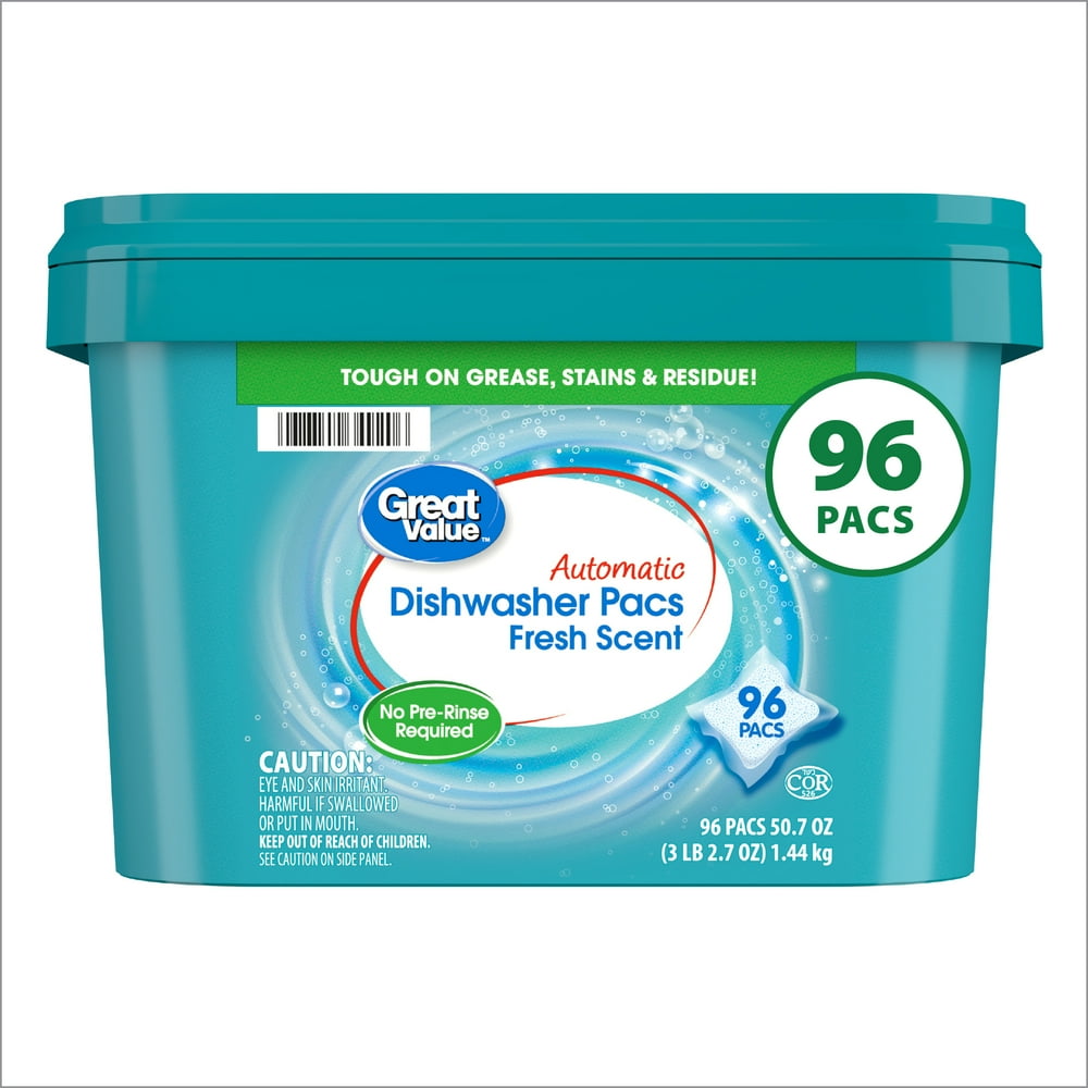 Great Value Automatic Dishwasher Detergent Pods, Base Clean, Fresh