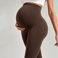 thumbnail image 6 of Amzcrzy Women's Maternity Leggings Solid Color Over The Belly Maternity Workout Clothes Stretchy Butt Lifting Ankle Length Pregnancy Active Workout Yoga Pants Brown M, 6 of 6
