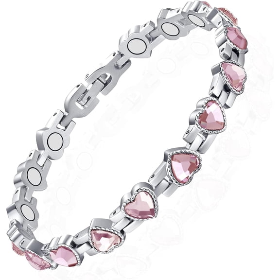 Magnetic Bracelets for Women, Stainless steel Magnetic Bracelet Jewelry Gifts (Pink)