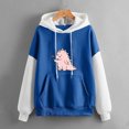 thumbnail image 2 of IROINNID Women's Long Sleeve Hoodie Round Neck Mid-Length Print Comfy Short Tops Pullover Sweatshirts, Blue, 2 of 5