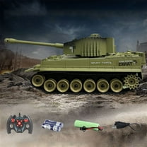 Xecvkr Remote Control Tank Toy 9-Channel Military Model with Light Effects Sound Functions 2.4GHz Rubber Tracks All-Terrain Vehicle Gift for Kids Collectors Battle Simulation Play