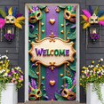 thumbnail image 6 of Purple Crawfish Mardi Gras Banner Colorful Beads Welcome Display Ornate Mask Gold Feathers Crawfish Backdrop for Mardi Gras Party Carnival Celebration New Orleans Event, 6 of 9