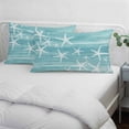thumbnail image 3 of Sea Stars Throw Pillow Covers Summer Beach Sea Stars Teal Texture Decorative Lumbar Pillow Cover Rectangle Cushion Case for Sofa Couch Bed Living Room Bedroom 20 X 26 Inches, 3 of 9