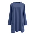thumbnail image 4 of Long Sweatshirts for Women, Comdrip Sweatshirts for Women Comfort Hoodie for Anxiety Long Sleeve Winter Shirts Round Neck Casual Warm Cute Long Tops Sweatshirt Women Navy 2XL, 4 of 5