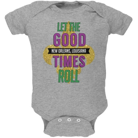 

Mardi Gras Let the Good Times Roll Soft Baby One Piece Heather 12-18 M