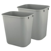 Rubbermaid Deskside Wastebasket, Versatile Plastic Trash Can, 3.5 Gallon, Gray, 2 Pack