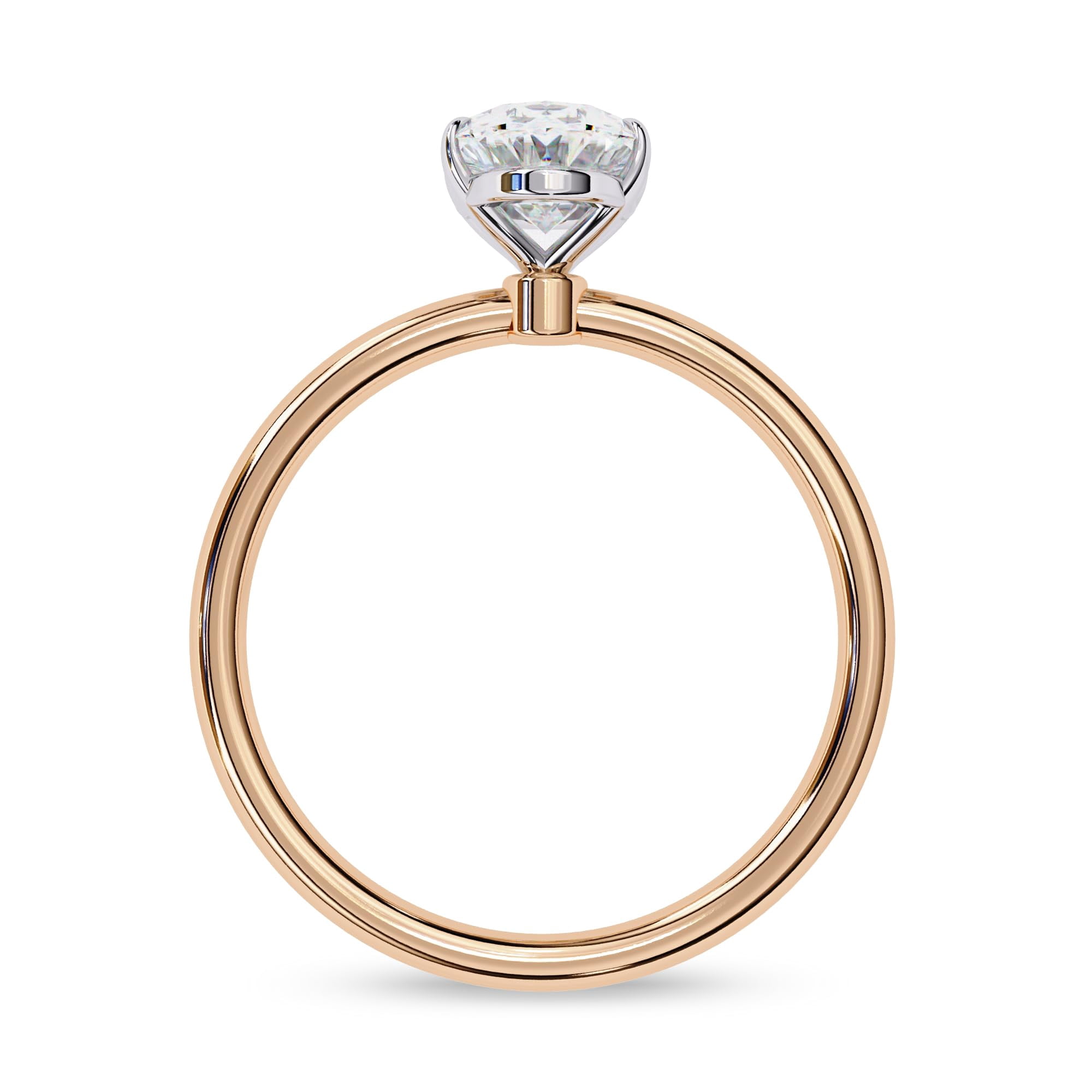 AFFY Solitaire Engagement Rings For Women, Center 9x6mm Oval Cut Lab Created Moissanite Wedding Anniversary Ring in 14K Solid Rose Gold Size-5