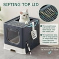 thumbnail image 5 of Cat Litter Box with Lid, Foldable Enclosed Covered Top Entry Kitten Litter Boxes for Growing Cats, Drawer Type Kitty Toilet with in/Out Front Door, 5 of 11