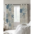thumbnail image 3 of Blue Beige Coastal Blackout Curtain 45 Inch Length 2 Panels Set, Summer Beach Starfish Coral Nautical Rustic Two-layer Sewing Polyester Fiber Blackout Curtain with Grommet, 52" x 45" x 2, 3 of 9