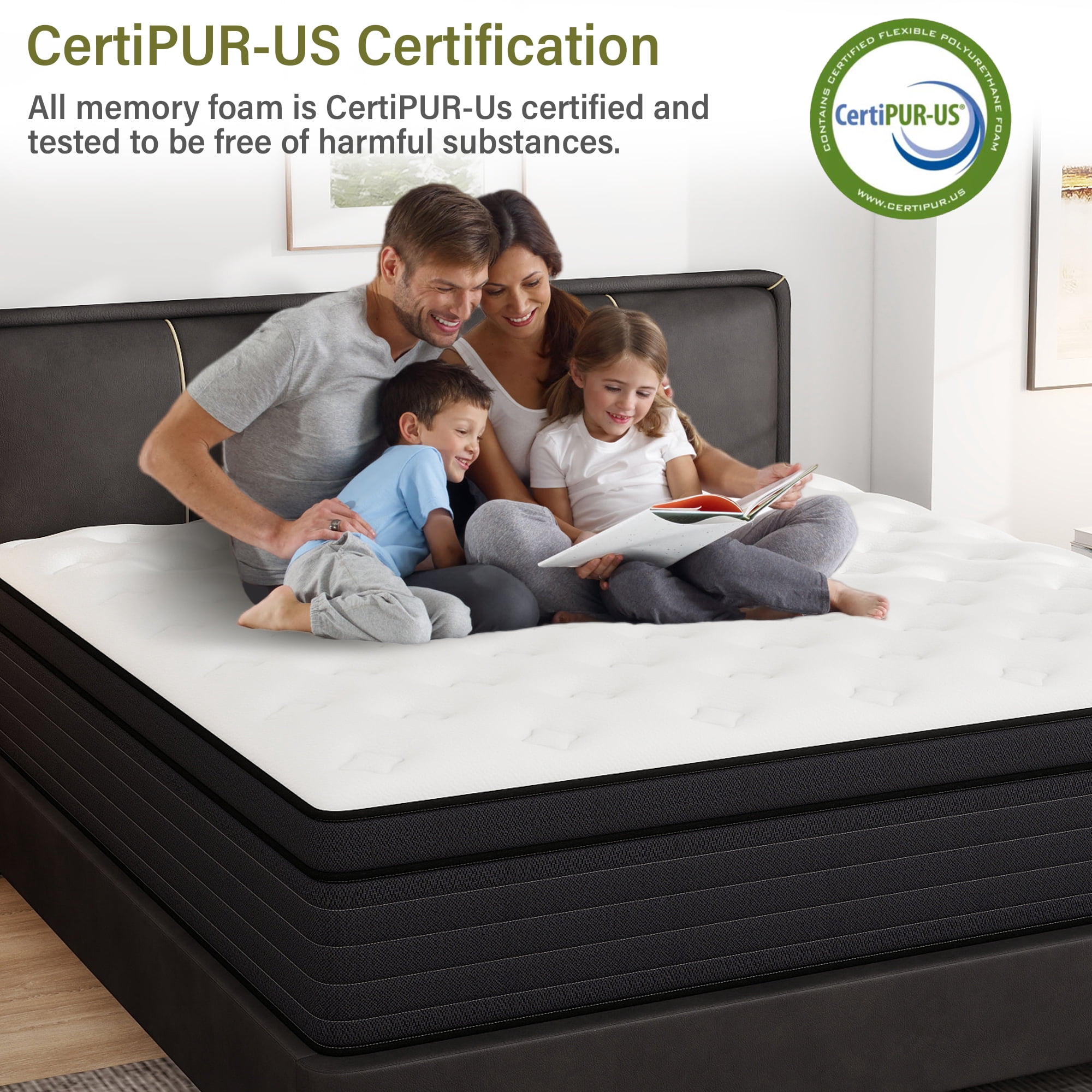 Kviwasha 14 inch King Mattress, Memory Foam & Spring Hybrid Medium Comfort King Size in a Box,Adult