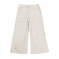 thumbnail image 5 of YDFCWXW Women's Linen High Waist Solid Color Wide Leg Pants Style Loose Size Elegant Straight Pants Beige, XXL, 5 of 6