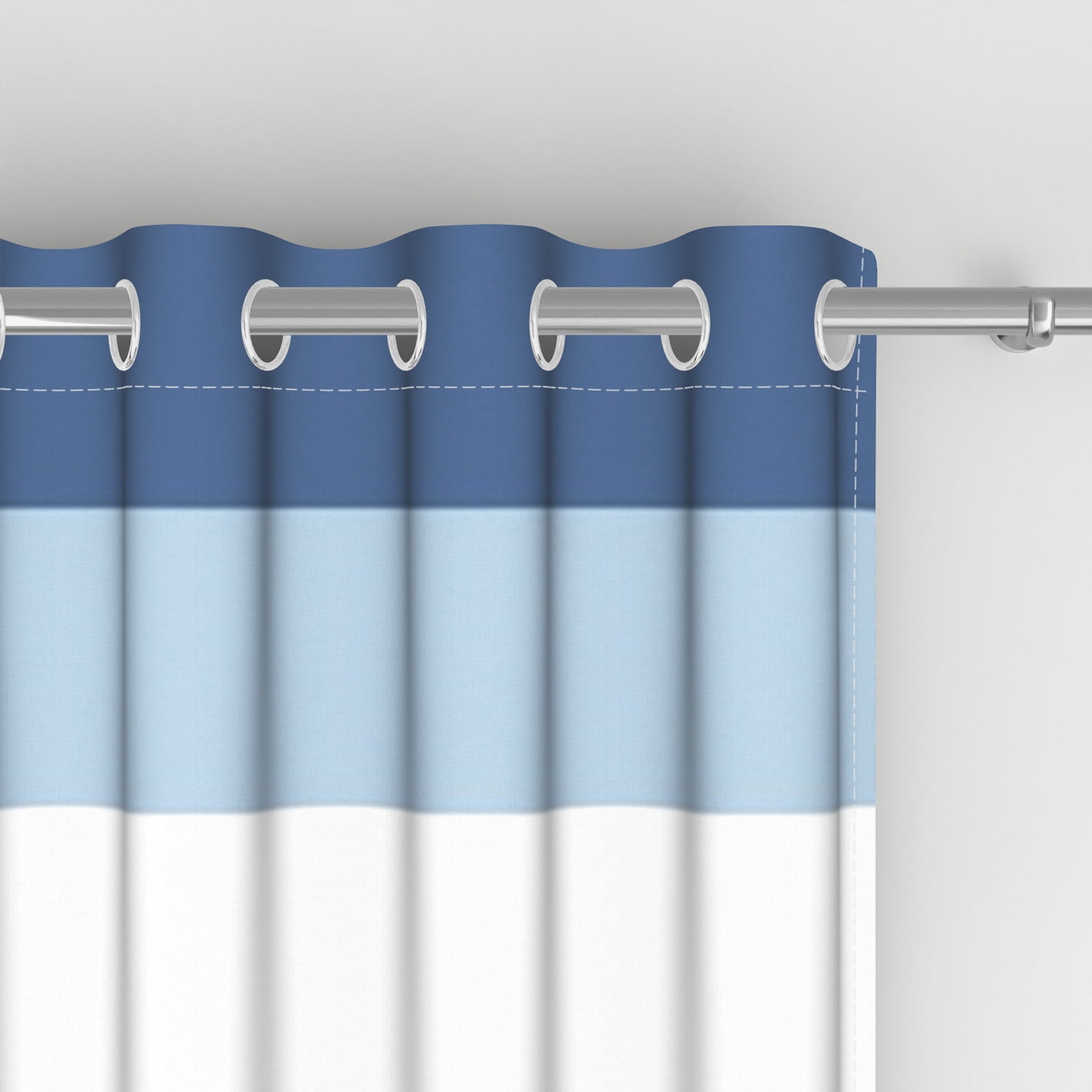 Aofoto Linen Stripe Blackout Curtains Thermal Insulated Window Drapes for Living Room/Bedroom, 2 Panels,Blue,42x63 inches