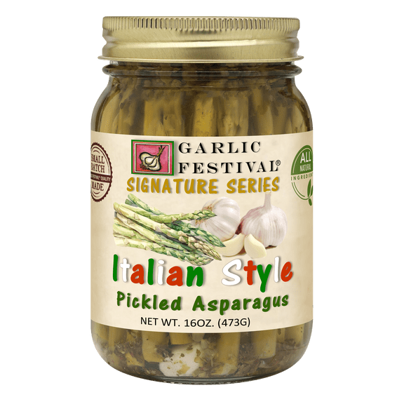 Garlic Festival Italian Style Pickled Asparagus Spears Net Wt. 16 oz.