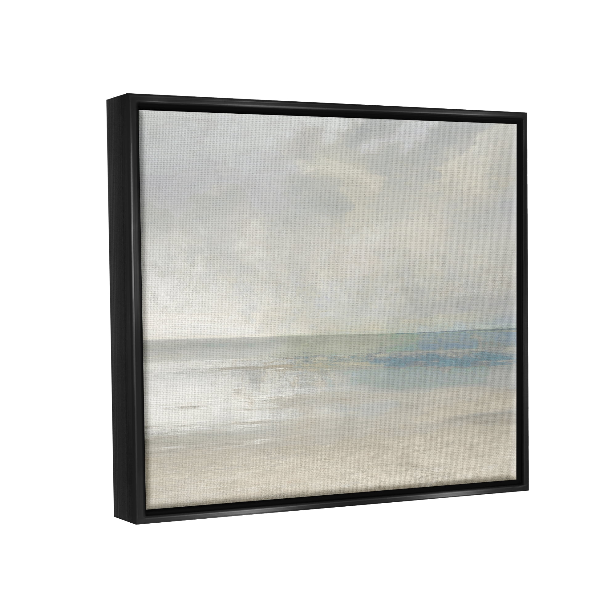 Stupell Sandy Tide Ocean Horizon Landscape Painting Black Floater Framed Art Print Wall Art