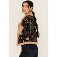 thumbnail image 2 of Shyanne Women's Tapestry Sherpa Lined Button-Down Cropped Jacket - SWFA24O51-NVY Medium  US, 2 of 4