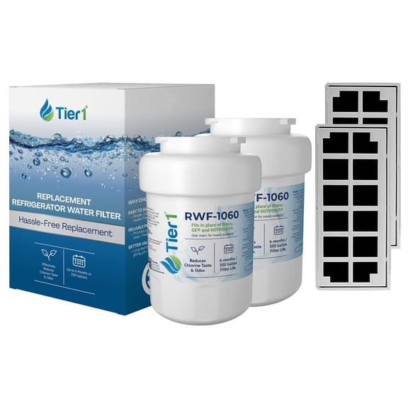 Tier1 MWF Refrigerator Water & Air Filter Combo 2-pk | Replacement for GE SmartWater MWFP, MWFA, GWF, GWFA, HWF, Kenmore 9991, 46-9991, 469991, WSG-1, WFC1201, ODORFILTER, Fridge Filter