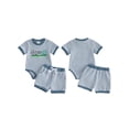 thumbnail image 2 of BemeyourBBs Baby Boys Girls Football Birthday Outfits 1st Years Old Birthday Clothes Short Sleeve Soccer Embroidery Striped Romper Top with Pockets Shorts 2Pcs Set Infant Baby Boy Girl Summer Clothes, 2 of 9