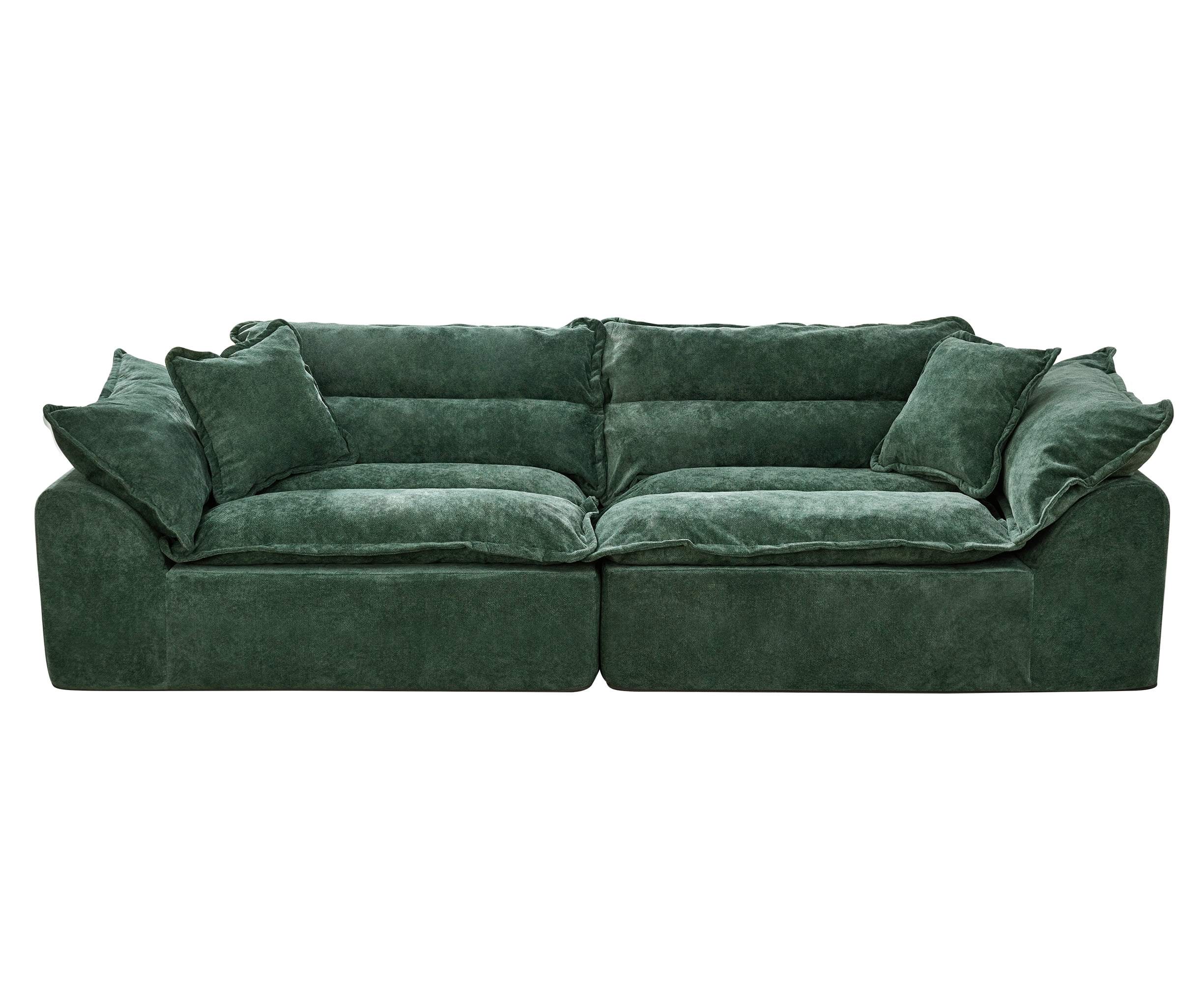 Hobestluk 104" Sectional Sofa Couches 3 Seater Modular Sofa, Boneless Couch, Cloud Couch with Removable Cushion, Modular Sectional Couches for Living Room(Green)
