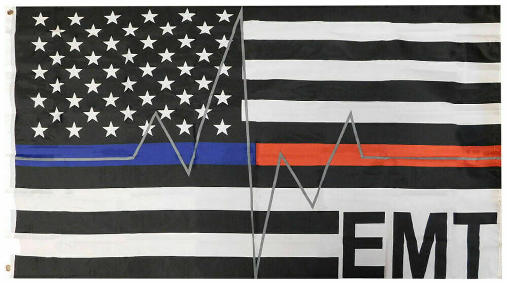 First Responders Flag 3x5 ft Thin Blue & Red Line Paramedics Police Firemen EMT 