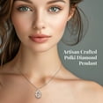 thumbnail image 2 of Polki Diamond Initial Necklaces for Women in 925 Sterling Silver Platinum Plated Size 20"- O Letter Necklace I4 Clarity Jewelry Anniversary Wedding Unique Christmas Gifts, 2 of 6